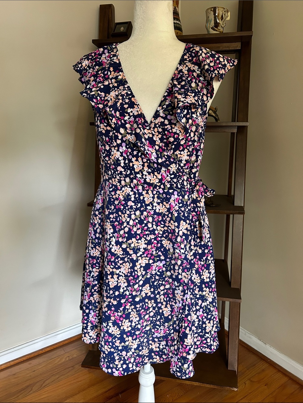 Sanctuary Navy Floral Wrap Dress Size Small